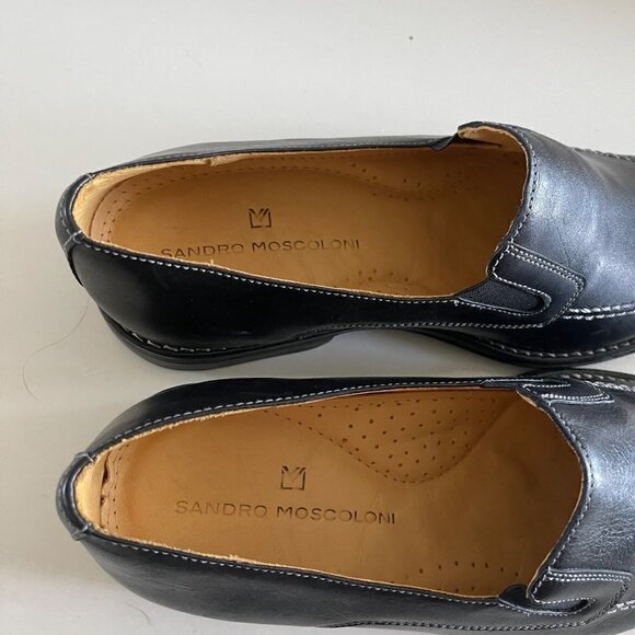 Sandro Moscoloni Mens EUC Black Leather Marc Venetian Dress Loafers Shoes Size 9 main image 2